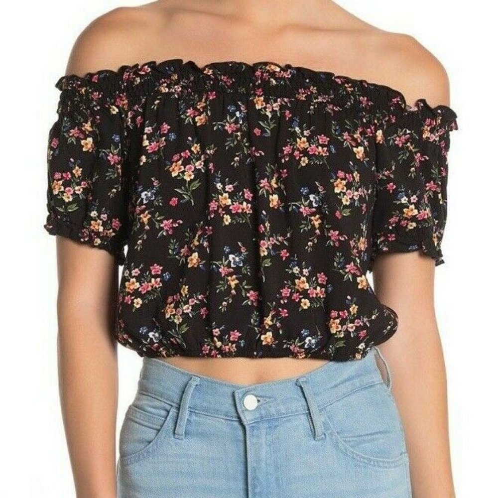 Ten Sixty Sherman Crop Top XL Smocked Off Shoulder